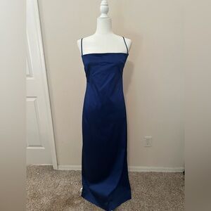 Paris Georgia Revolve Phoebe Slip Maxi Dress Sz M Blue Prom Wedding 90s Formal